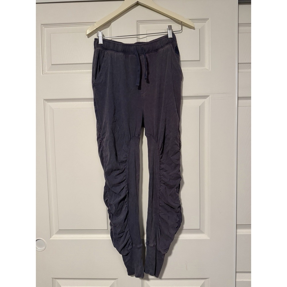 Free People Shirred Jogger Pants Indigo‎ Blue Mineral Dye XS Boho Western Hippie - Picture 3 of 7